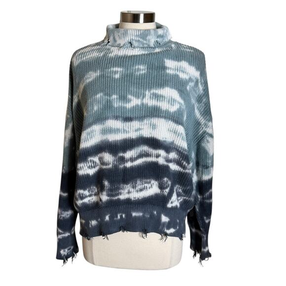 Young Fabulous and Broke Cameron Turtleneck Distressed Sweater Blue Women’s S‎ M - Picture 2 of 10